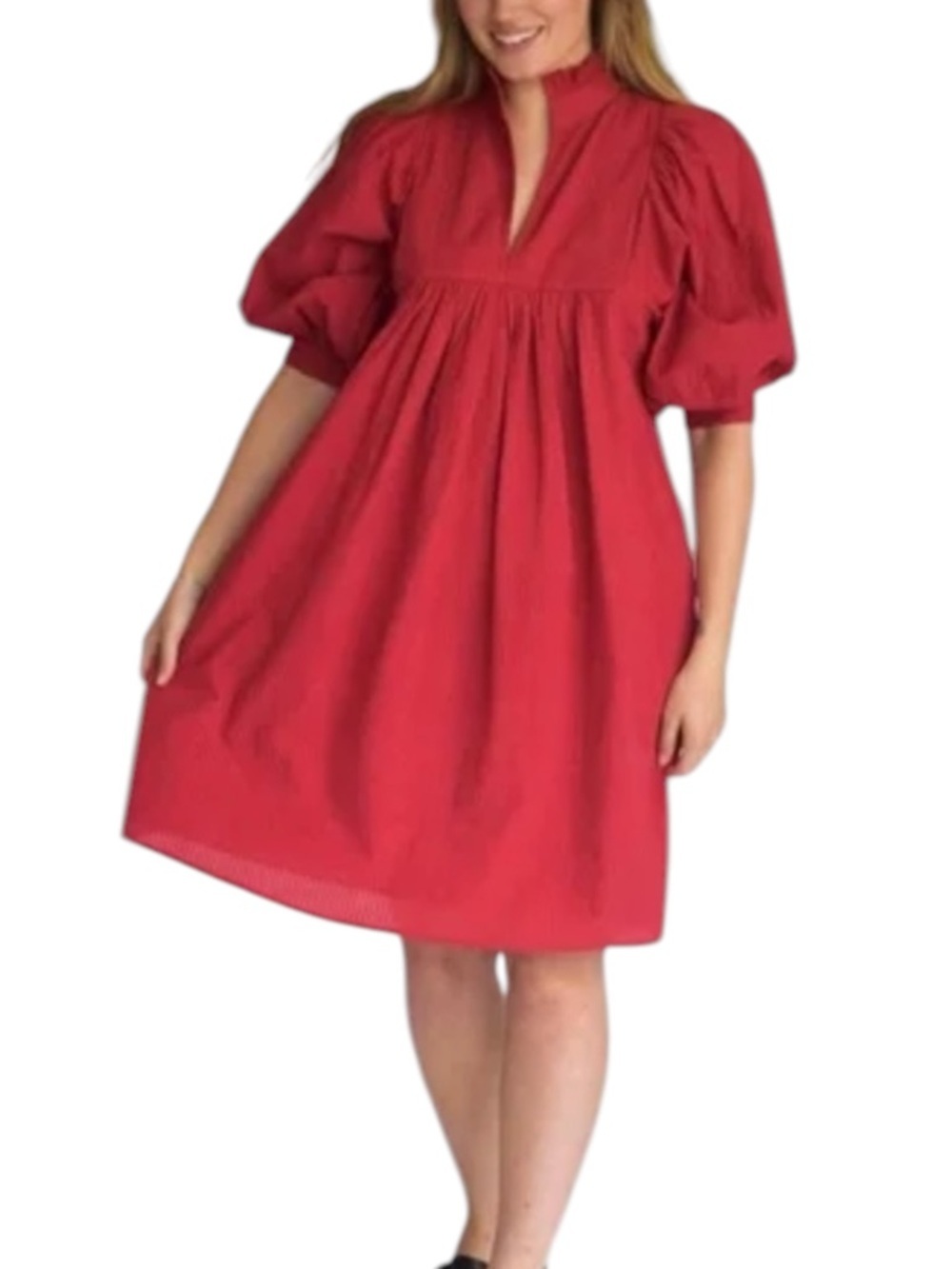 Never A Wallflower High Neck Puff Sleeve Mini Dress Babydoll S
